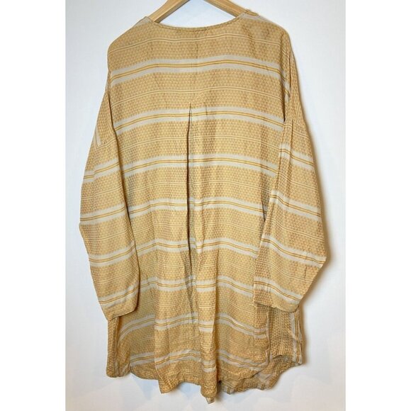 Gundrun Sjoden Tunic Blouse Button Front Cotton Orange Tan Size XXL - Picture 3 of 4
